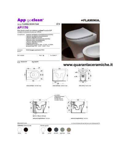 Ceramica Flaminia App vaso Goclean filo muro e coprivaso rallentato slim