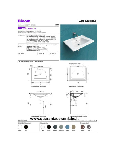 Flaminia Bloom 70 lavabo a consolle sospeso