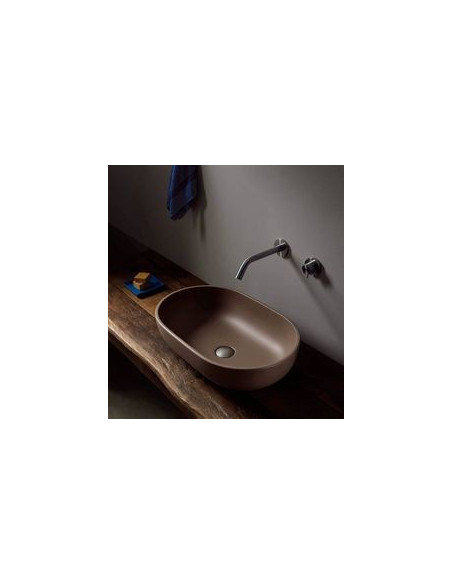 Flaminia Pass lavabo ovale da appoggio cm 62 fango