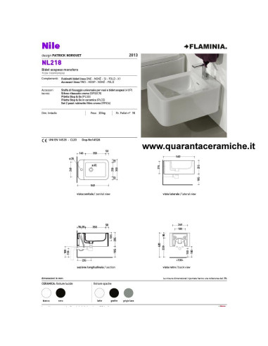 Flaminia Nile vaso sospeso bidet e coprivaso rallentato avvolgente