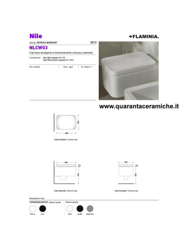 Flaminia Nile vaso sospeso bidet e coprivaso rallentato avvolgente