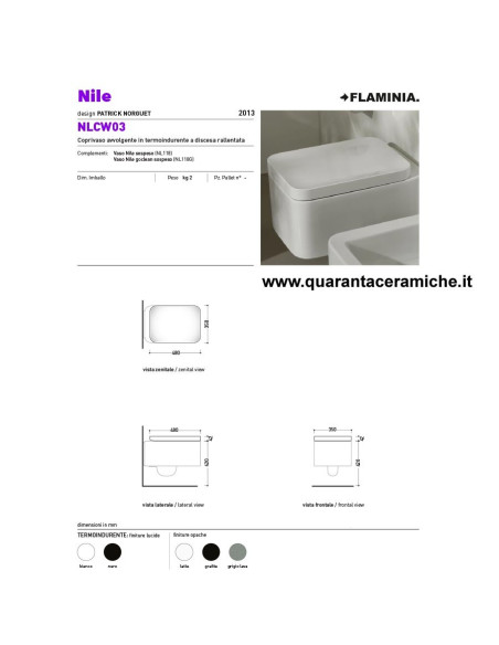 Flaminia Nile vaso sospeso bidet e coprivaso rallentato avvolgente