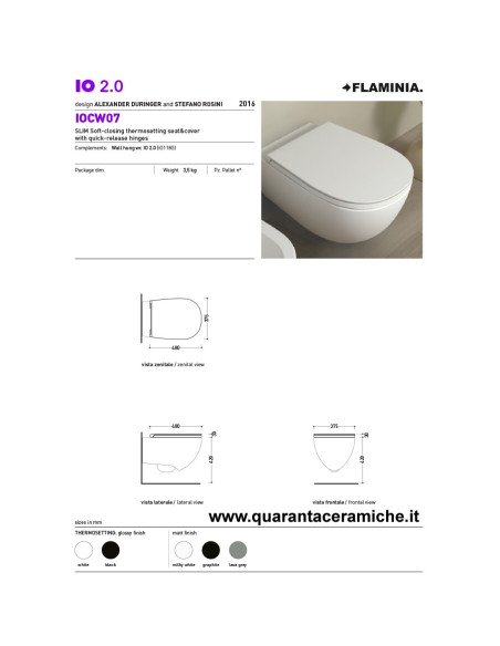Ceramica Flaminia Io 2.0 coprivaso slim rallentato