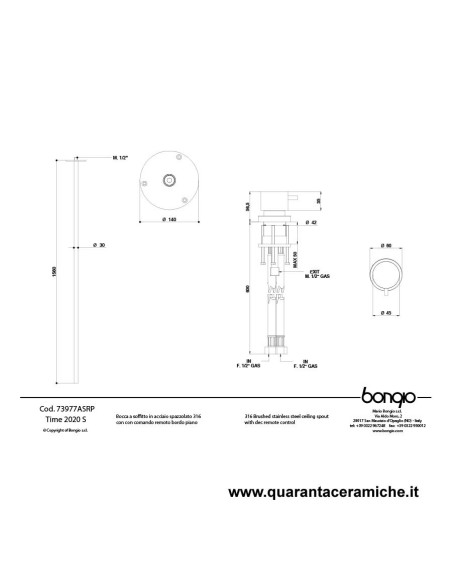 Bongio TIME2020 BASIC miscelatore lavabo a soffitto in acciaio inox 916