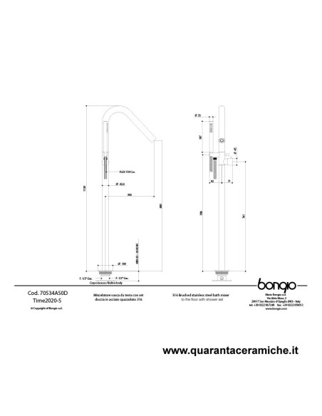Bongio TIME2020 BASIC miscelatore vasca in acciaio inox 916