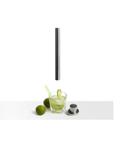 Bongio TIME2020 bocca a soffitto con comando remoto a muro con cartuccia progressiva - acciaio inox 916