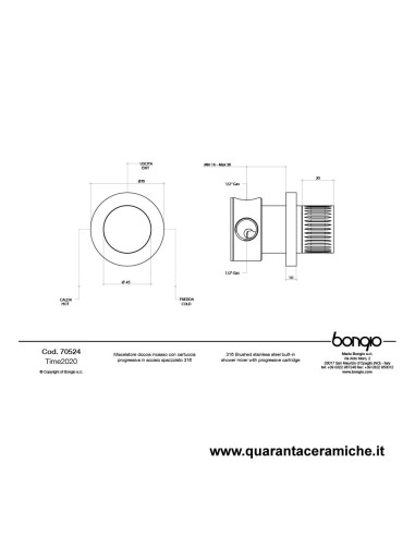 Bongio TIME2020 miscelatore doccia incasso con cartuccia progressiva - acciaio inox 916