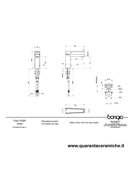Bongio STELTH Miscelatore lavabo con piletta click-clack