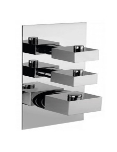 Bongio DOMINO Q Miscelatore termostatico incasso con 2 rubinetti di apertura/chiusura su piastra unica (2 uscite)