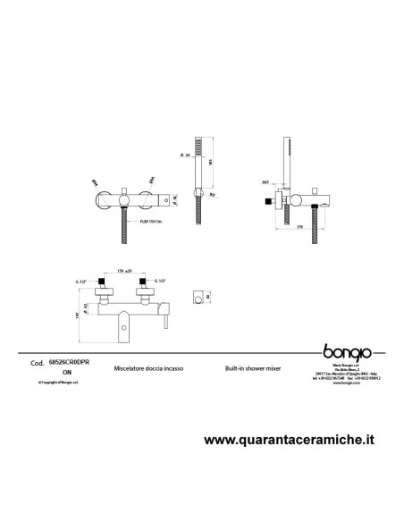 Bongio ON Miscelatore vasca esterno con set doccia