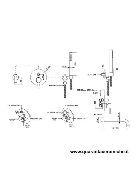 Bongio ON Miscelatore vasca incasso con set doccia