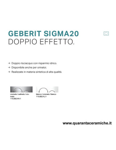 Placca di comando Geberit Sigma 20 Bianco Cromato 246X164 mm