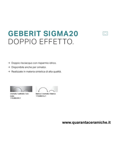 Placca di comando Geberit Sigma 20 Bianco Cromato 246X164 mm