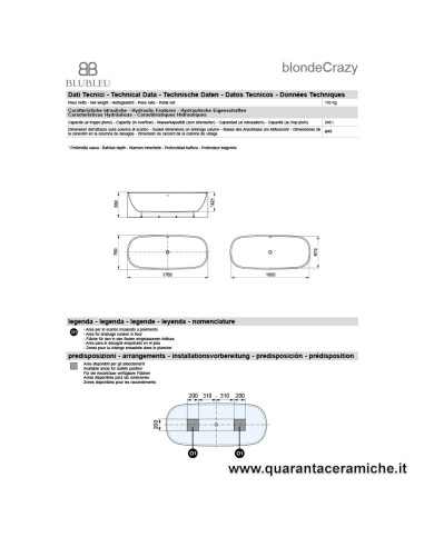 Blubleu Vasca Freestanding Bcollection BlondeCrazy Bicolore