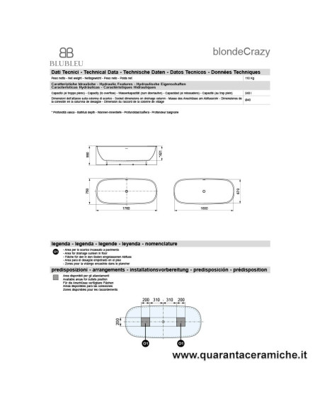 Blubleu Vasca Freestanding Bcollection BlondeCrazy Bicolore