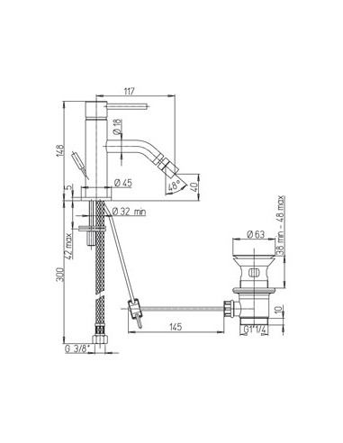 Paini Cox small miscelatore lavabo tipo alto e bidet
