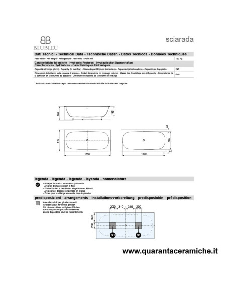 Blubleu Vasca Freestanding Bcollection Sciarada Bicolore