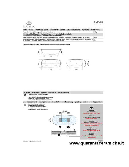 Blubleu Vasca Freestanding Bcollection Alexia Bianca