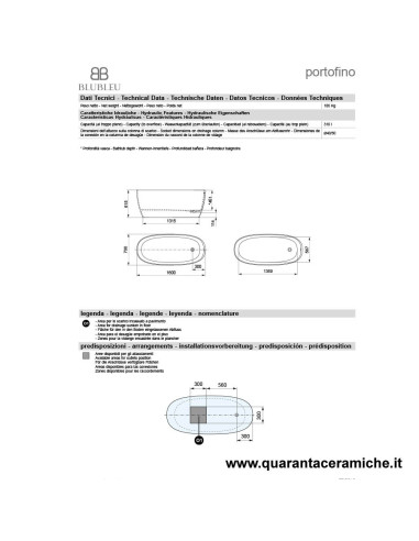 Blubleu Vasca Freestanding Bcollection Portofino Bianca