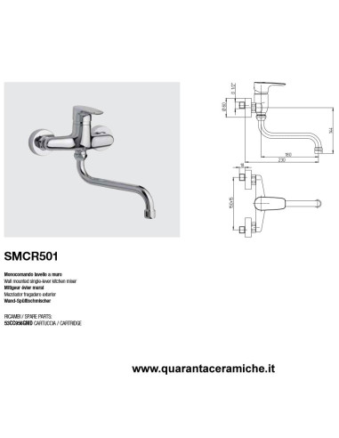 Paini Pilot Smart monocomando lavello a muro cromato