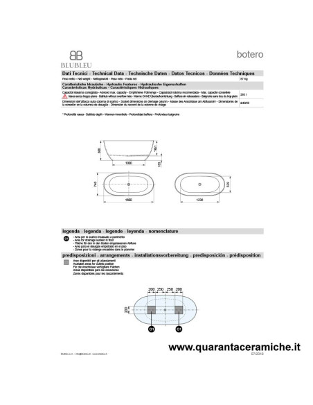 Blubleu Vasca Freestanding Bcollection Botero Bianca
