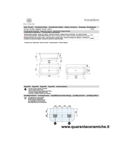 Blubleu Vasca freestanding Trocadero Bicolore 170x87,3x57