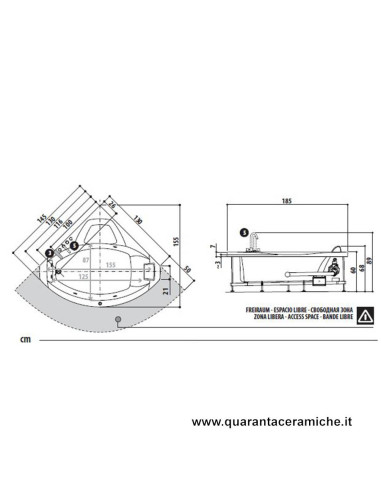 Jacuzzi Vasca idromassaggio Essential Uma 130/145 x 130/145 x 60H