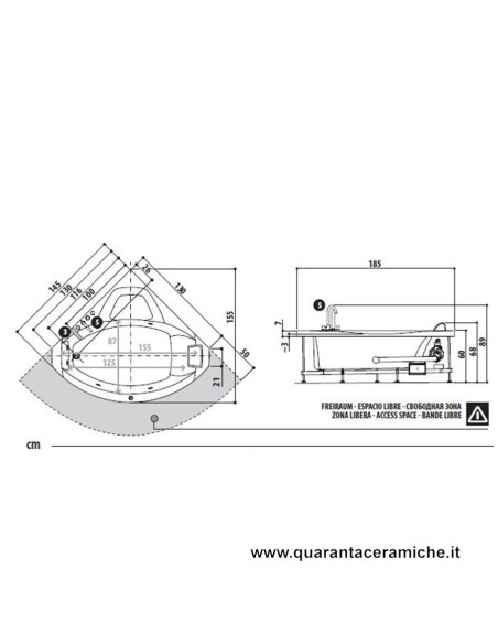 Jacuzzi Vasca idromassaggio Essential Uma 130/145 x 130/145 x 60H