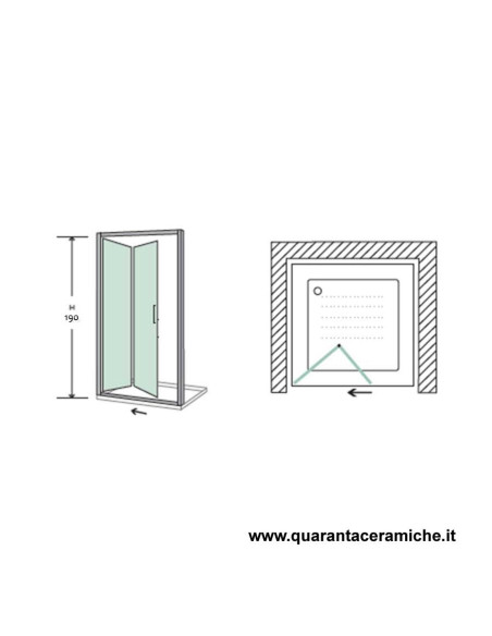 Nolan nicchia a libro 70 cm trasparente cristallo 5 mm altezza 190 cm