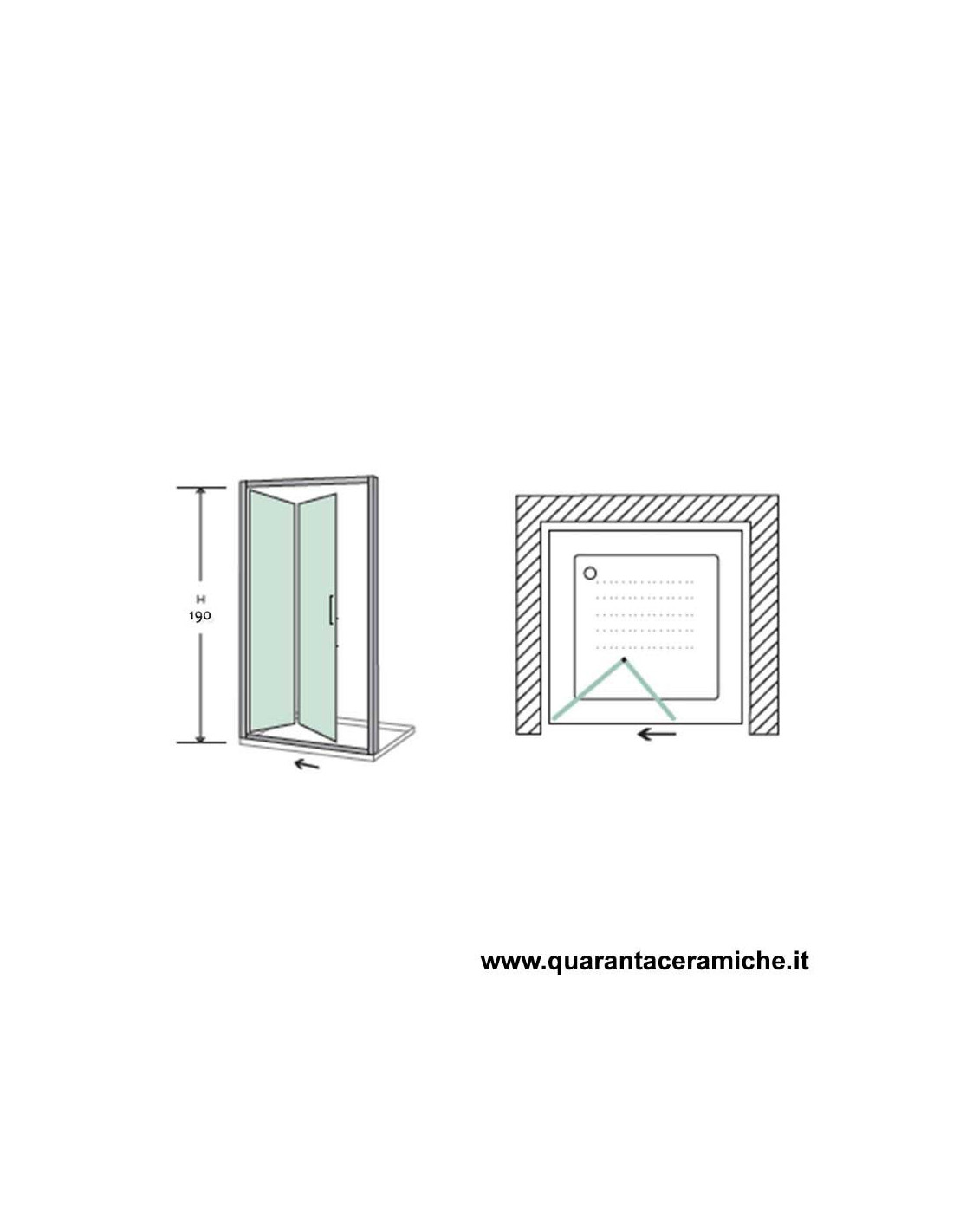 Porta doccia 80 cm apertura a libro trasparente