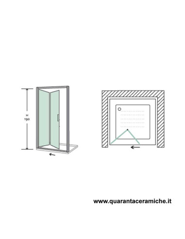 Nolan nicchia a libro 90 cm trasparente cristallo 5 mm altezza 190 cm
