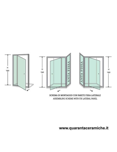 Nolan porta battente 90cm trasparente cristallo 5mm altezza 190 cm