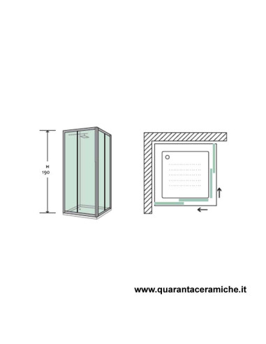 Zaffiro box doccia quadrato 70x70 cristallo stampato 6 mm altezza 190 cm