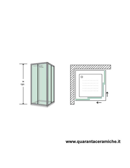 Zaffiro box doccia quadrato 90x90 cristallo stampato 6 mm altezza 190 cm