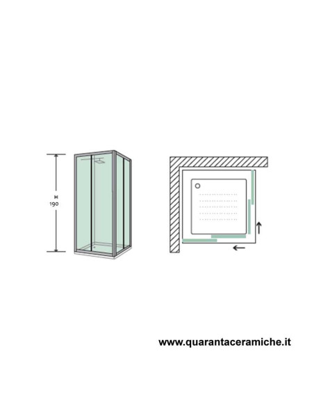 Zaffiro box doccia quadrato 100x100 cristallo trasparente 6 mm altezza 190 cm