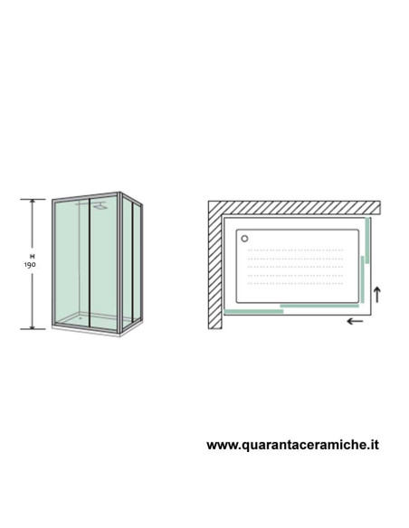 Zaffiro box doccia rettangolare 90x120 cristallo stampato 6 mm altezza 190 cm