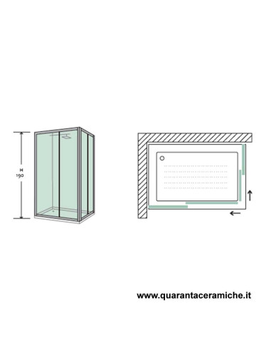 Zaffiro box doccia rettangolare 80x90 cristallo trasparente 6 mm altezza 190 cm