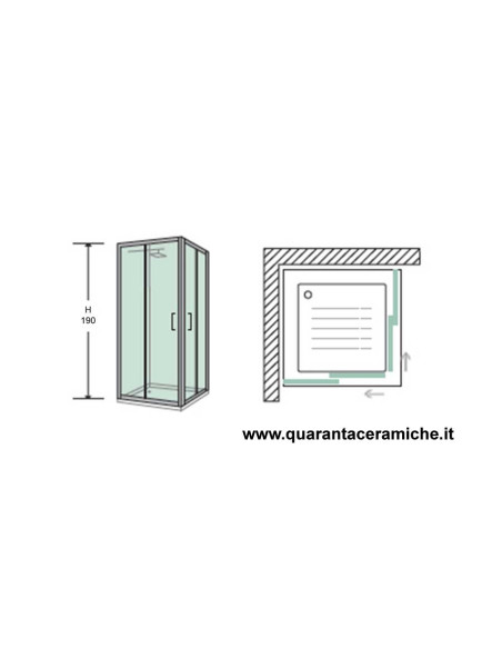 Smeraldo box doccia quadrato 90x90 cristallo trasparente 6 mm altezza 190 cm