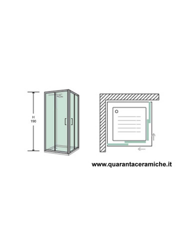 Smeraldo box doccia quadrato 80x80 cristallo stampato 6 mm altezza 190 cm