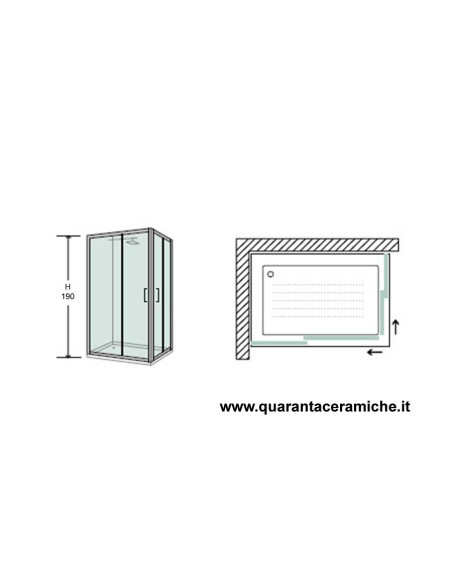 Smeraldo box doccia rettangolare 70x90 cristallo trasparente 6 mm altezza 190 cm