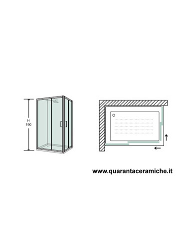 Smeraldo box doccia rettangolare 80x90 cristallo stampato 6 mm altezza 190 cm