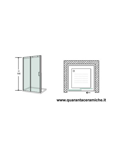 Smeraldo nicchia scorrevole 140 cm trasparente cristallo 6mm altezza 190 cm