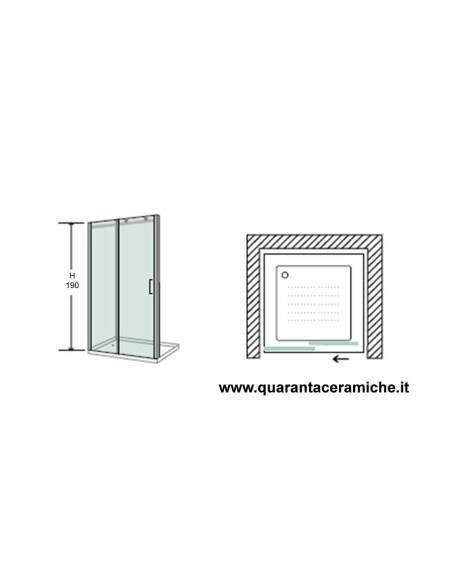 Smeraldo nicchia scorrevole 140 cm trasparente cristallo 6mm altezza 190 cm