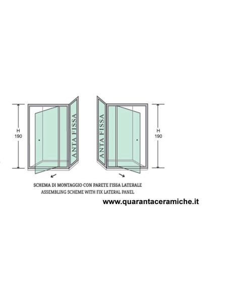 Zaffiro box doccia 80x80 porta battente+lato fisso h190