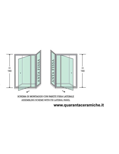 Zaffiro box doccia 120x70 porta battente+lato fisso h190