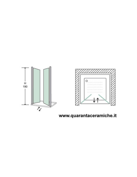 Perla porta a saloon 70 cm trasparente cristallo 6 mm altezza 190 cm