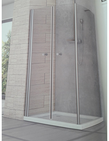 Perla box doccia 70x70 porta saloon+lato fisso h190 cristallo trasparente