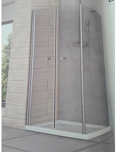 Perla box doccia 100x70 porta saloon+lato fisso h190 cristallo stampato