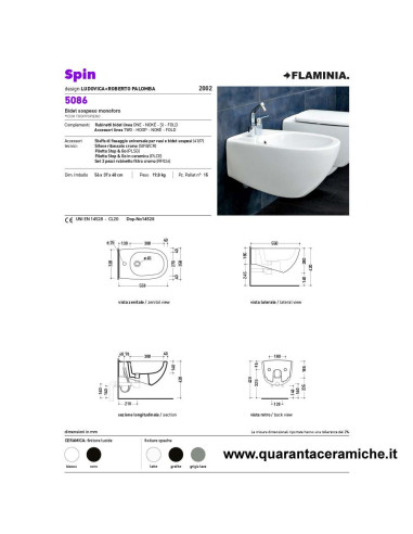 Bidet Spin scheda tecnica