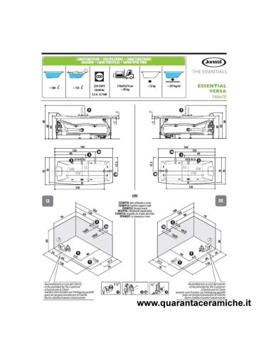 Jacuzzi Vasca idromassaggio Essential Versa 160x70x60H